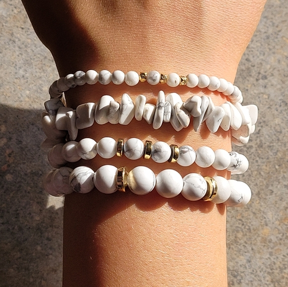 Other - Howlite Stone Bead Handmade Bracelet Set of 4